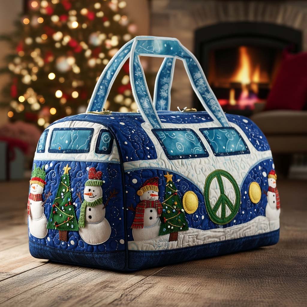 Holiday Van Vibes Quilted Duffle Bag printed quilted duffle bag
