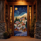 Holiday Village Quilted Door Curtain printed door curtain