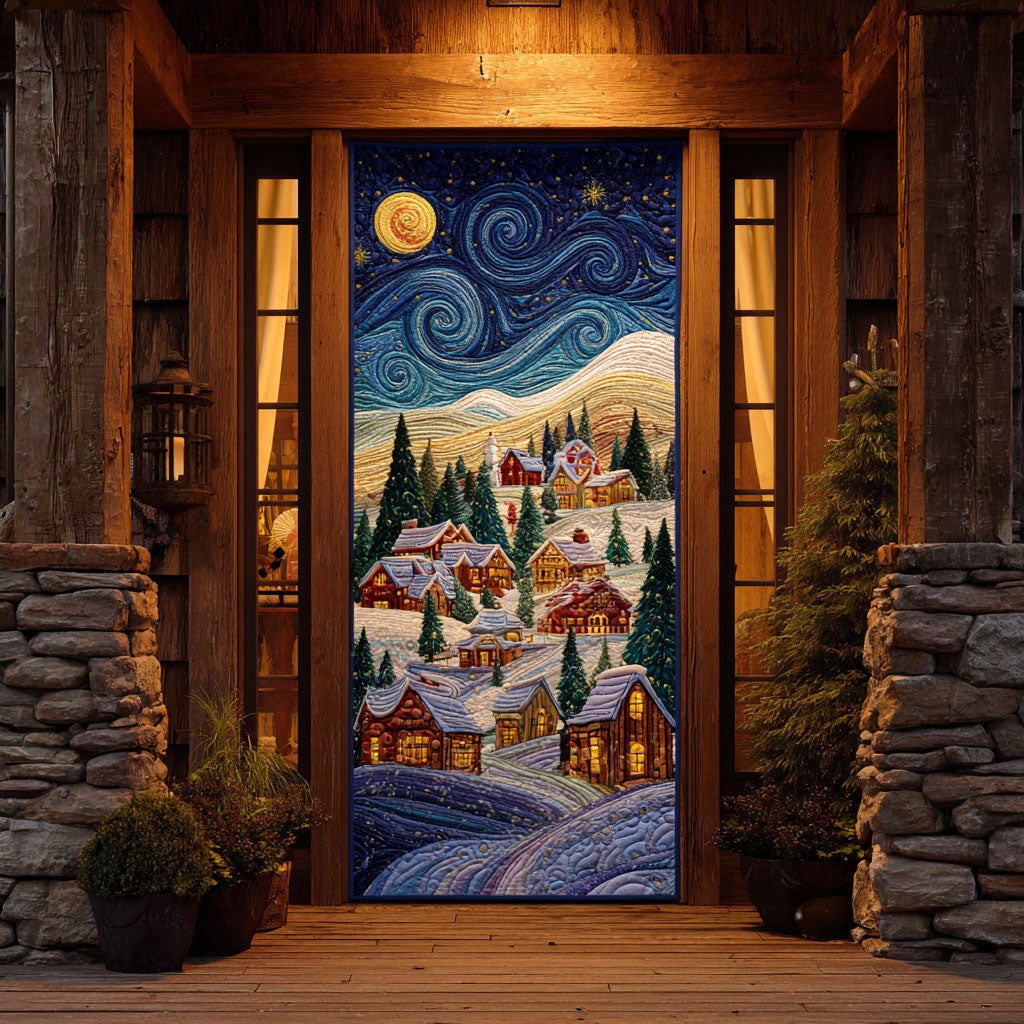 Holiday Village Quilted Door Curtain printed door curtain