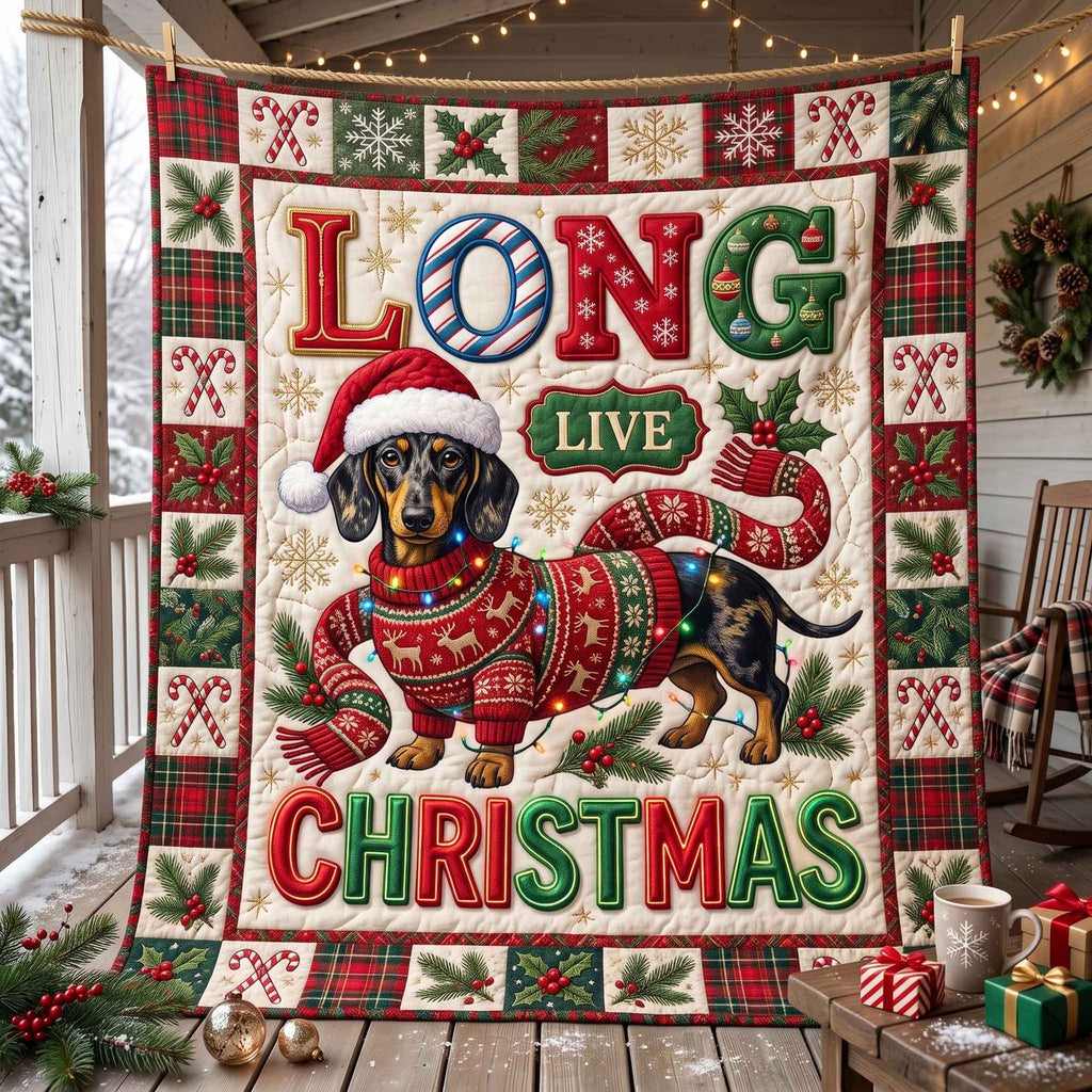 Holiday Wiener Quilted Blanket printed quilt blanket