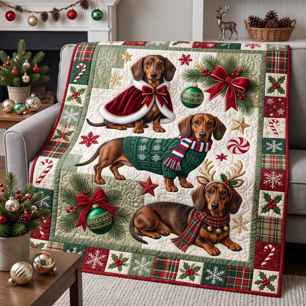 Holiday Wiener Quilted Blanket printed quilt blanket