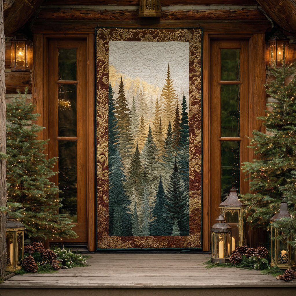Holiday Woods Quilted Door Curtain printed door curtain