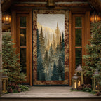 Holiday Woods Quilted Door Curtain printed door curtain