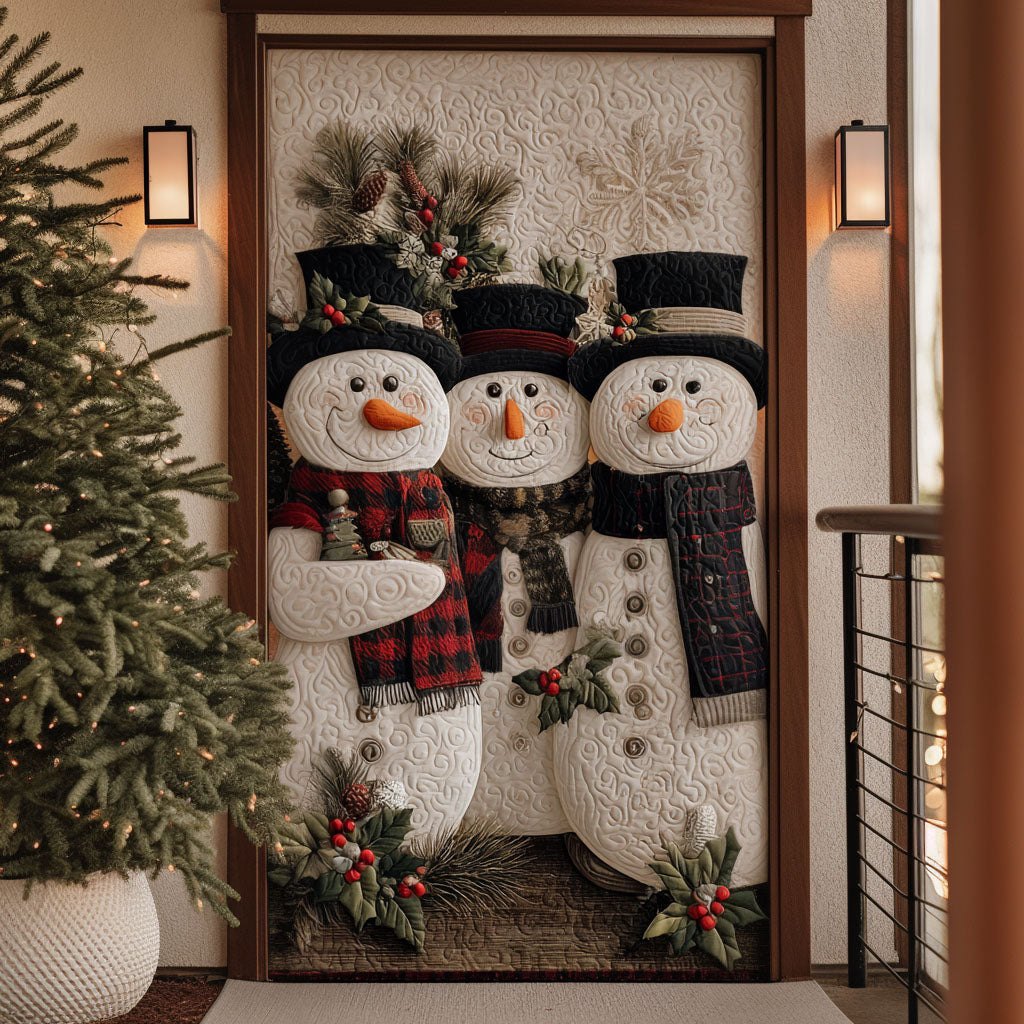 Holly Snow Quilted Door Curtain printed door curtain