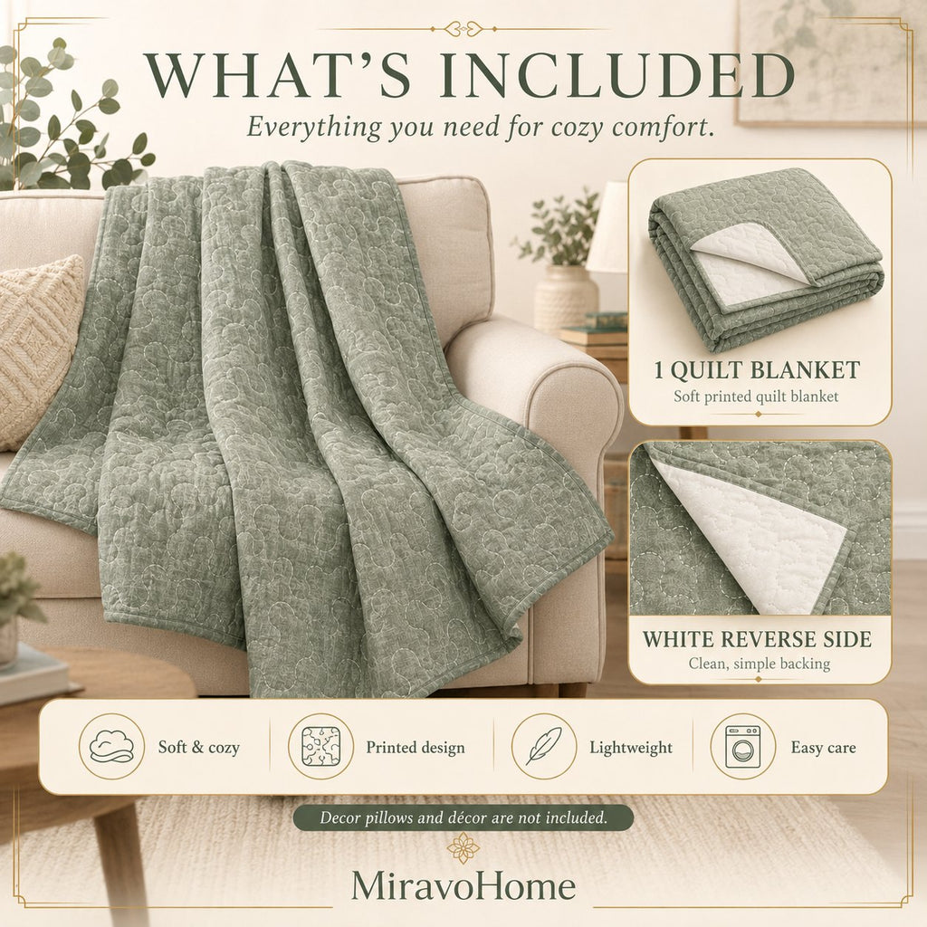 Quilt Blanket size and care information