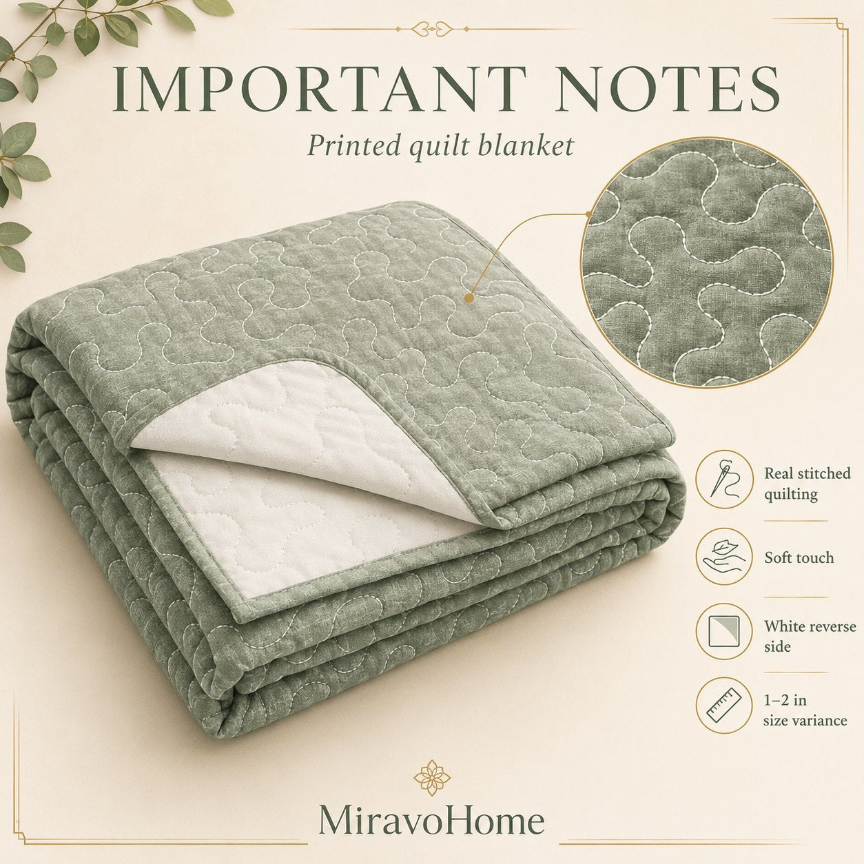 Quilt Blanket size and care information