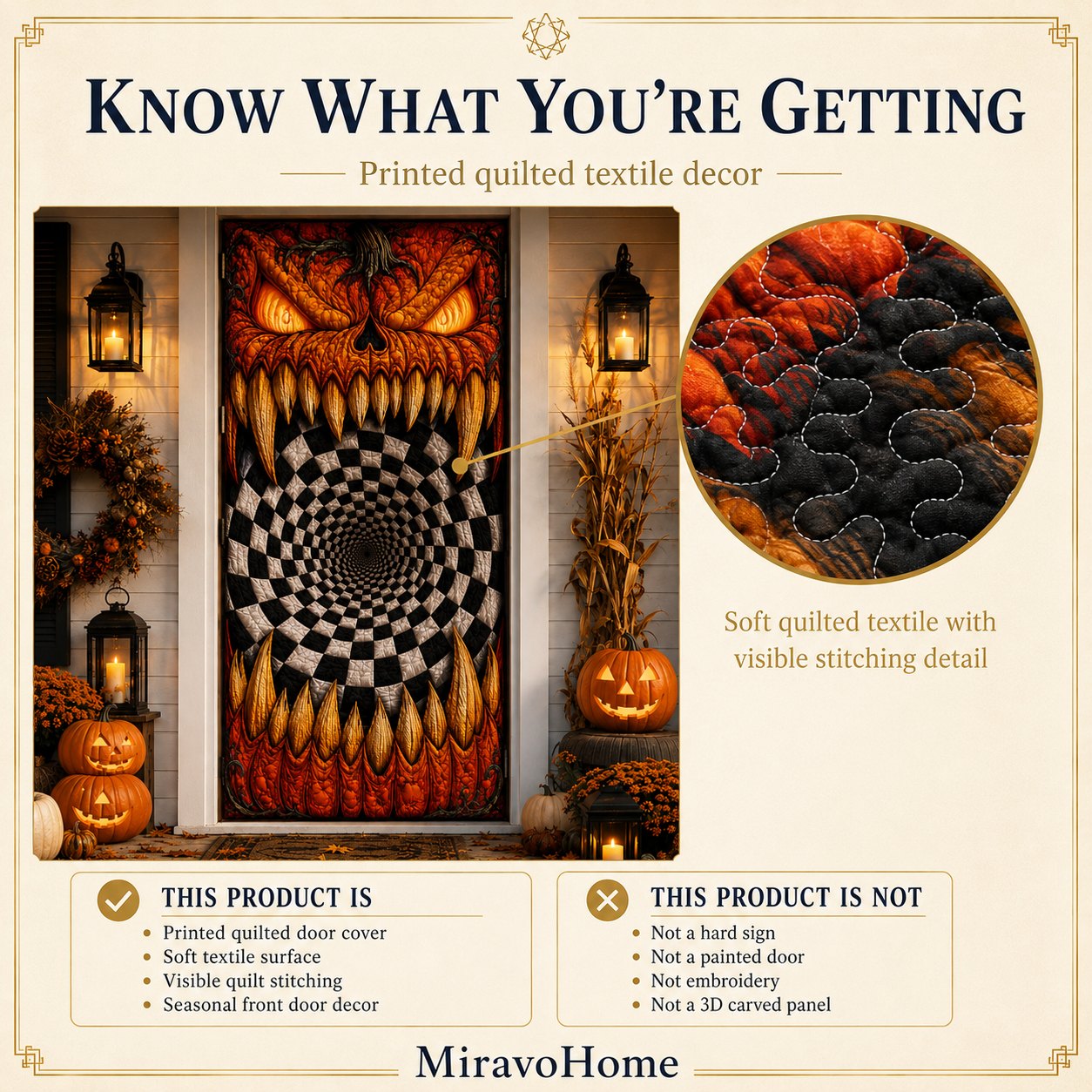 Quilted Door Curtain size and care information