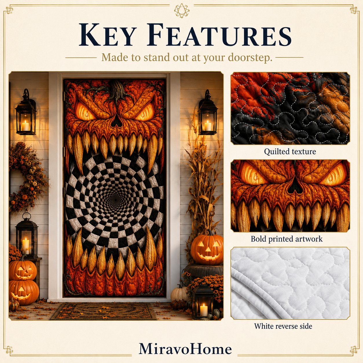Quilted Door Curtain size and care information