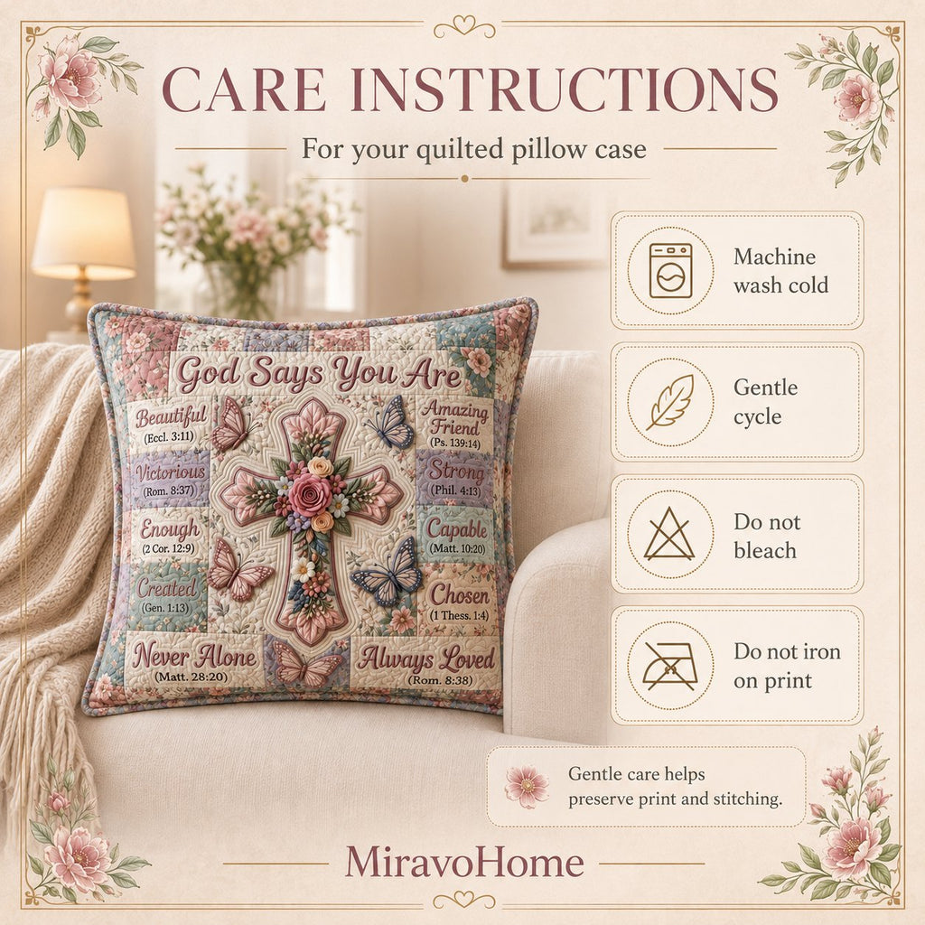 Quilted Cushion Cover size and care information