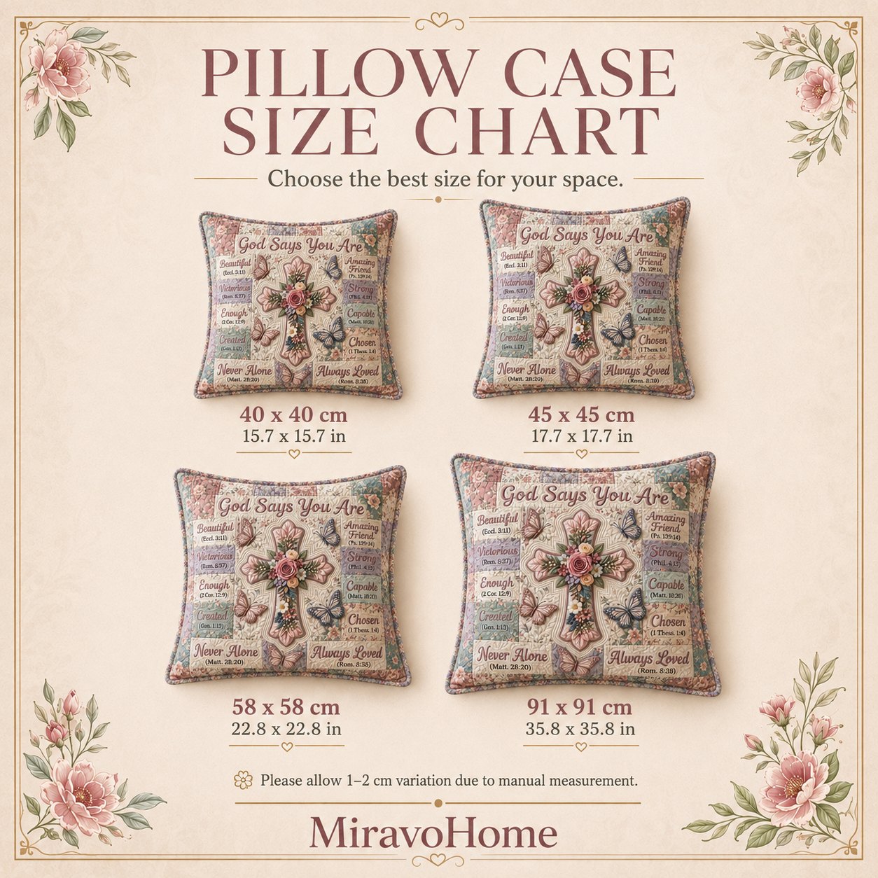 Quilted Cushion Cover size and care information