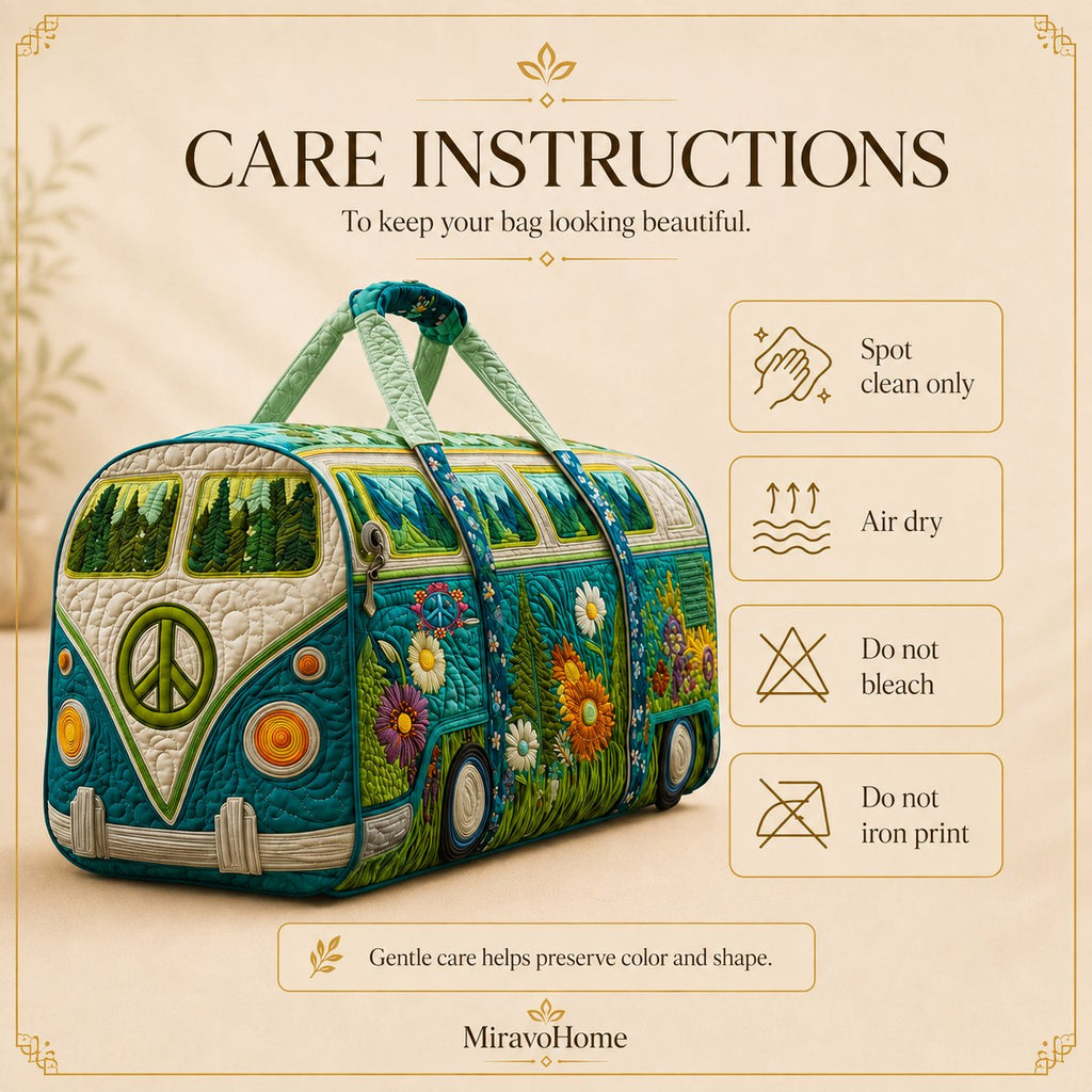 Quilted Duffle Bag size and care information