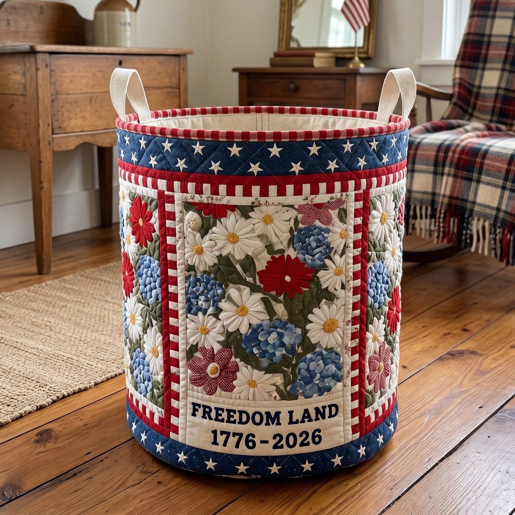 Homestead Heritage Quilted Laundry Hamper printed laundry hamper