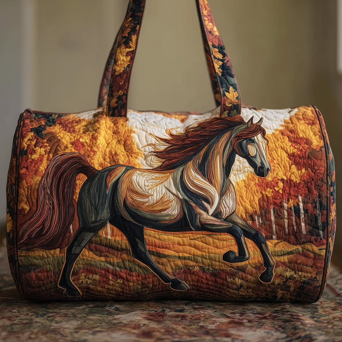 Horse Quilted Duffle Bag printed duffle bag
