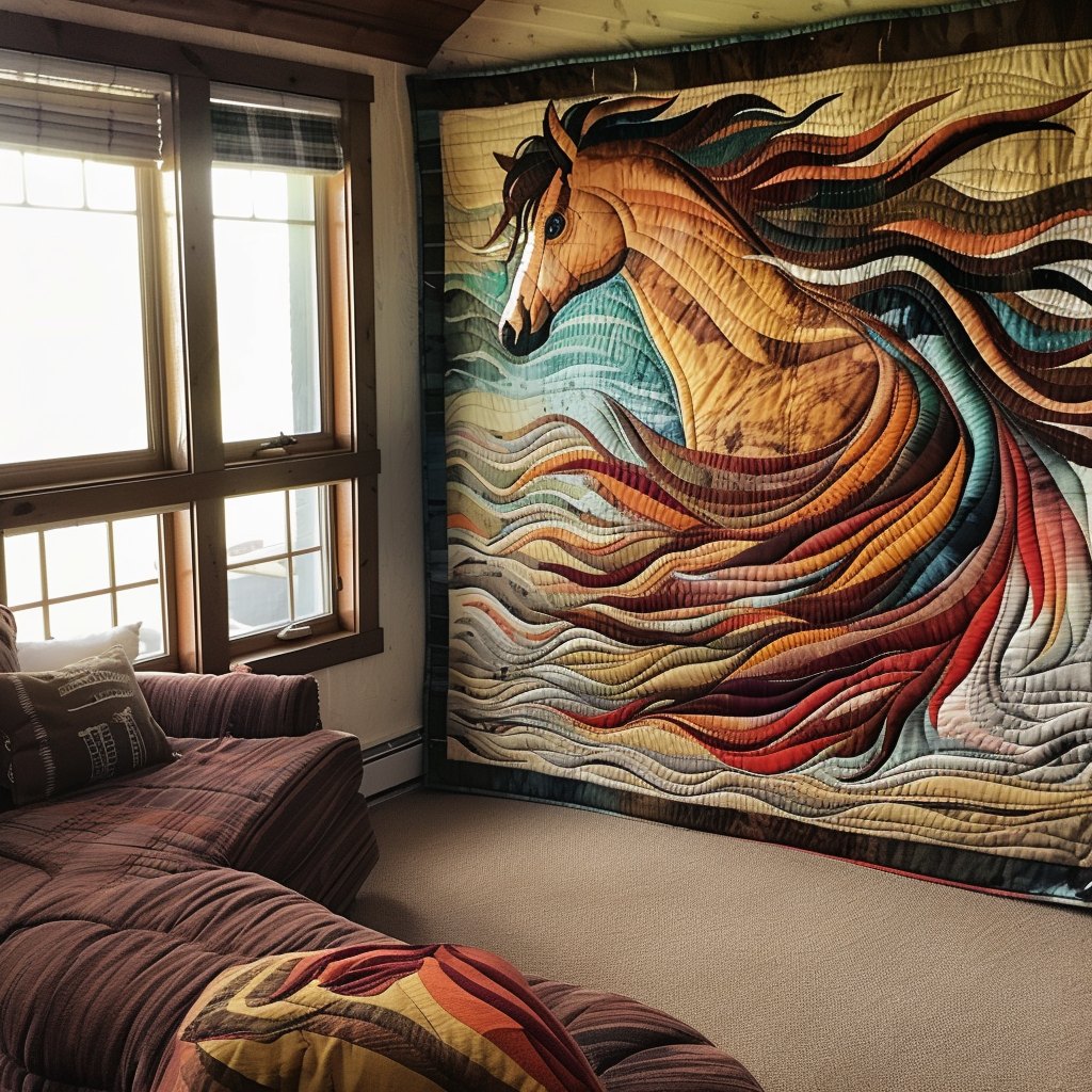 Horse Tapestry Quilted Blanket printed blanket