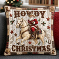 Howdy Christmas Santa On Horse Quilted Pillow Case printed quilted cushion cover