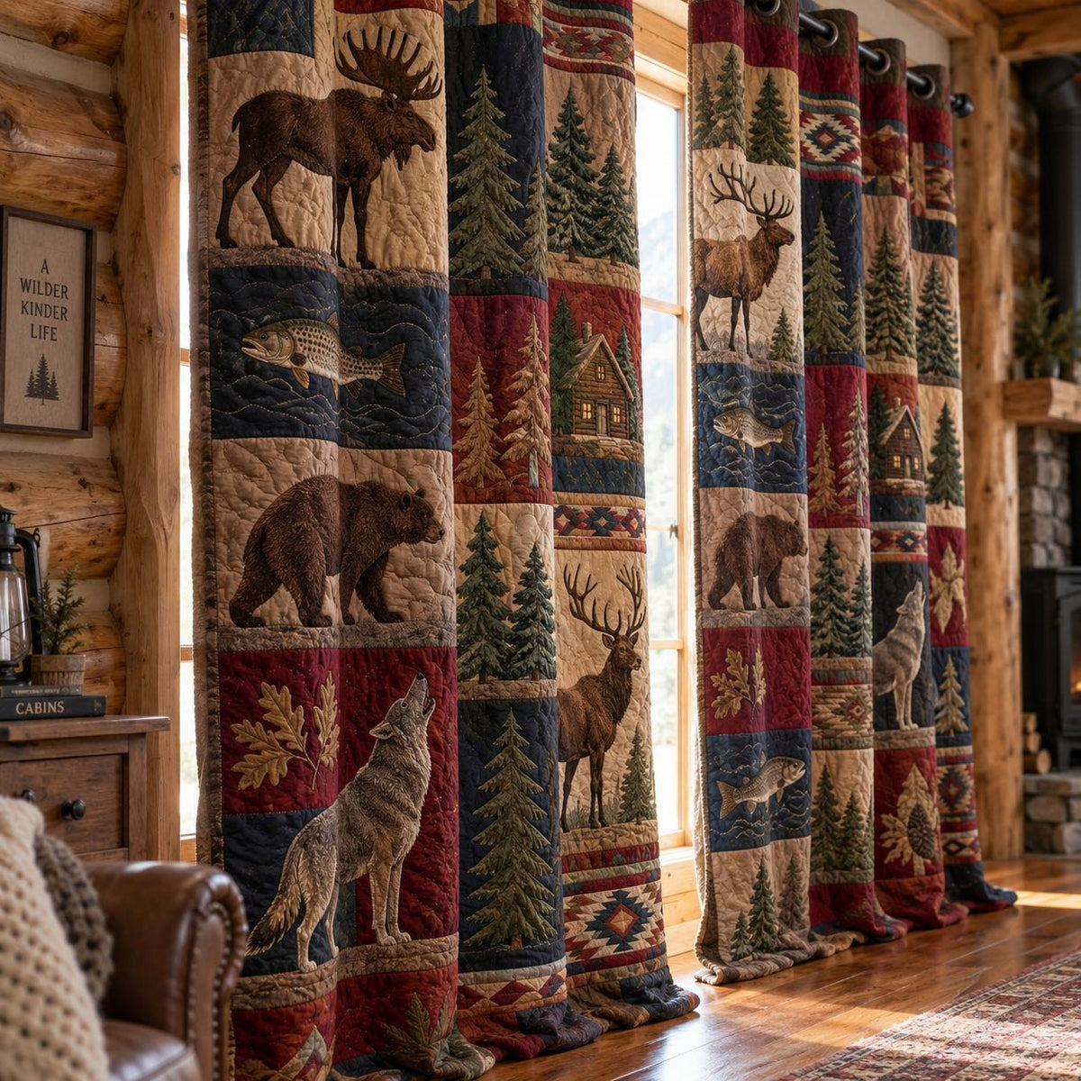 Howling Timber Ridge Quilted Curtains printed door curtain