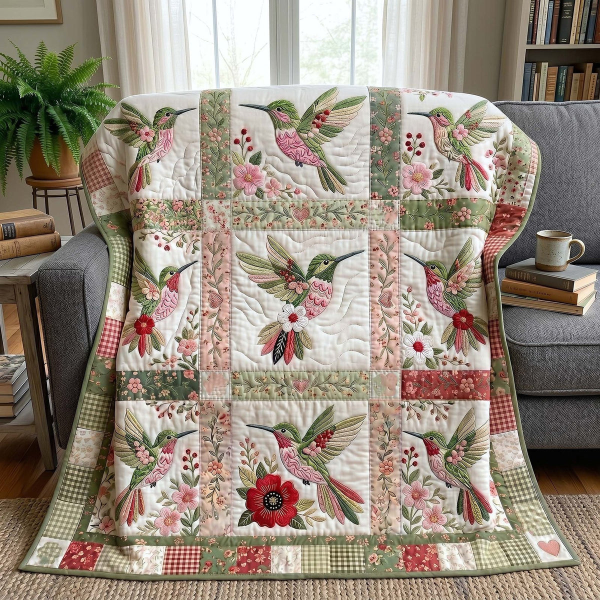Humming Grace Quilted Blanket printed blanket