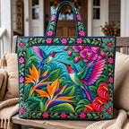 Hummingbird Floral Dance Quilted Tote Bag printed tote bag