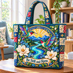 Hummingbird Garden Glows Quilted Tote Bag printed tote bag