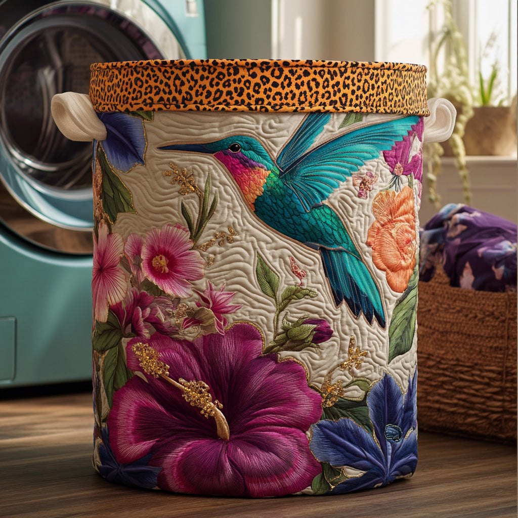 Hummingbird Keepsake Quilted Laundry Hamper printed laundry hamper