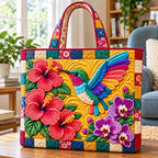 Hummingbird Meadow Grace Quilted Tote Bag printed tote bag
