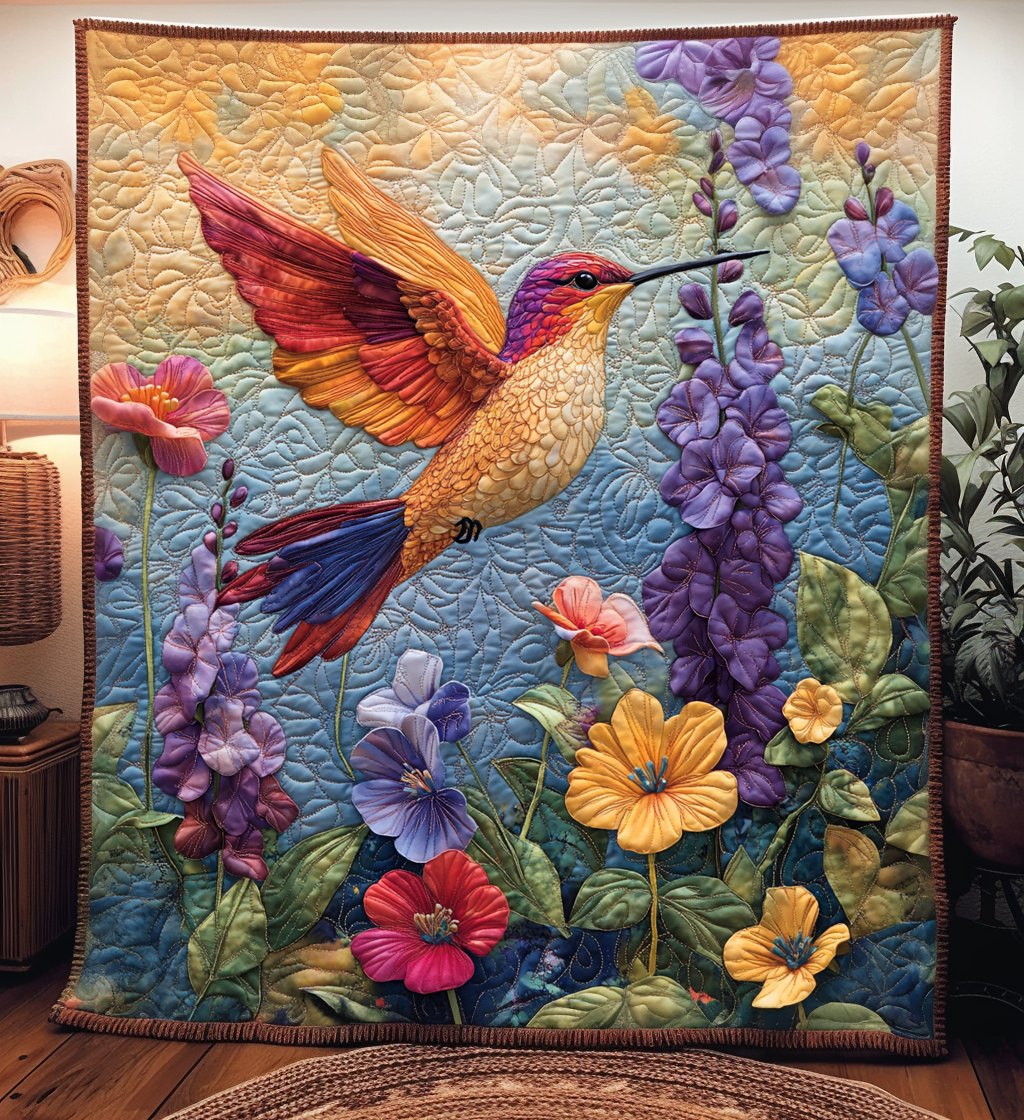 Hummingbird Serenade Quilted Blanket printed blanket