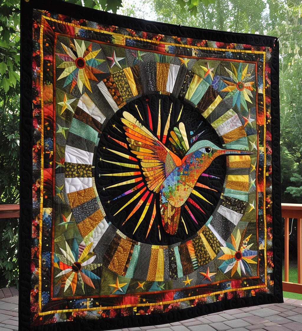 Hummingbird Totem Quilted Blanket printed blanket