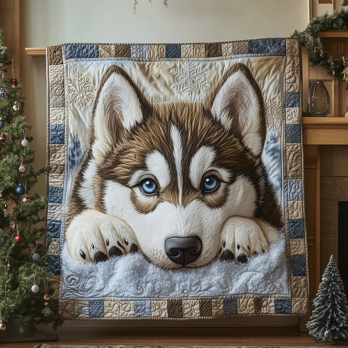 Husky Cloud Quilted Blanket printed blanket