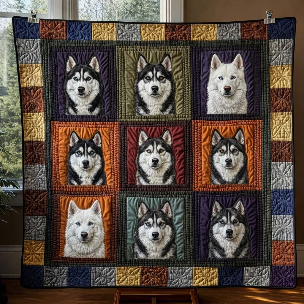 Husky Patch Quilted Blanket printed blanket