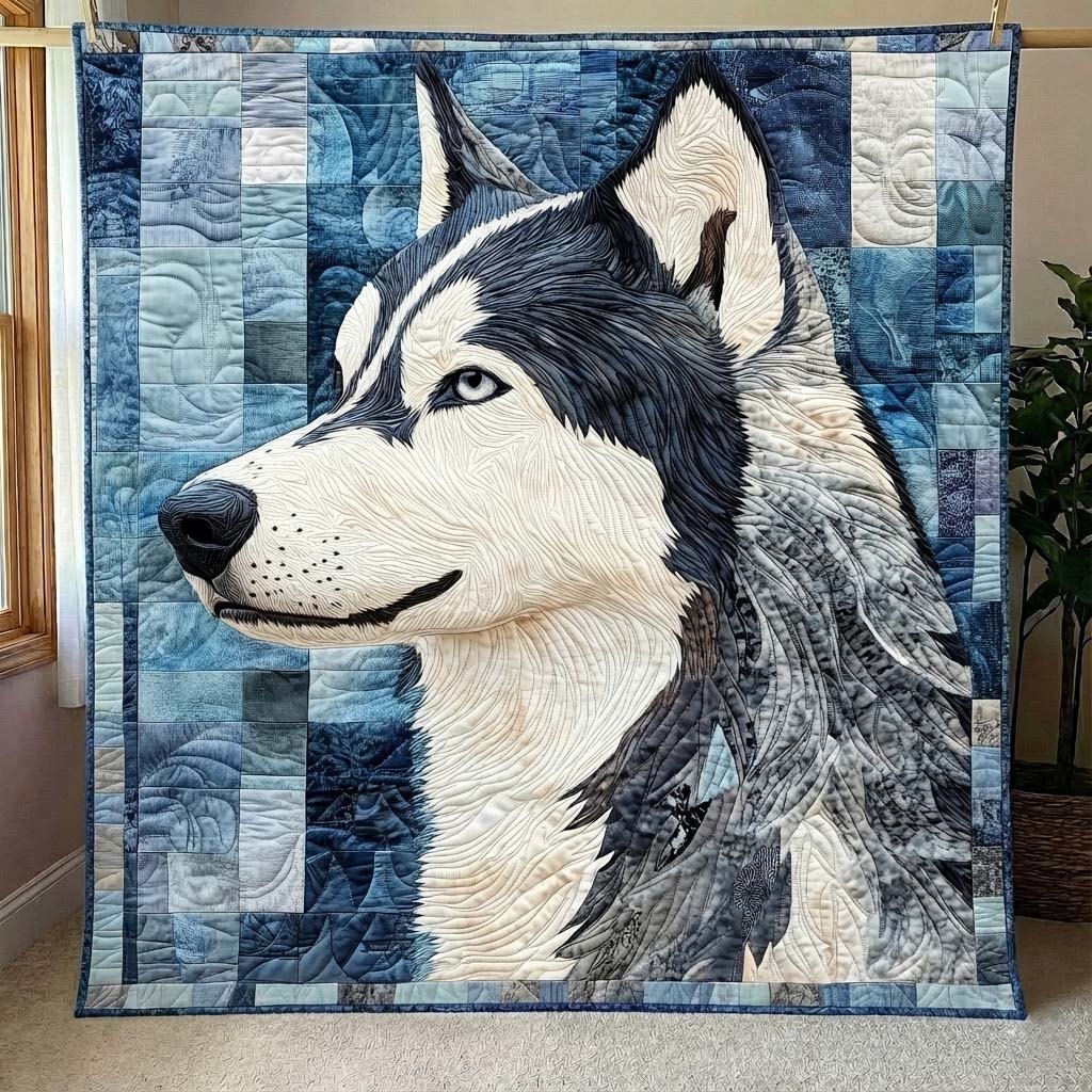 Husky Pride Quilted Blanket printed blanket