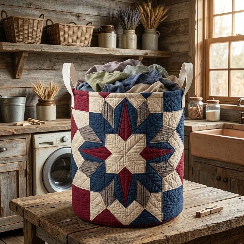 Independence Starbust Quilted Laundry Hamper printed laundry hamper