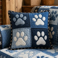 Indigo Paw Patchwork Quilted Pillow Case printed quilted cushion cover