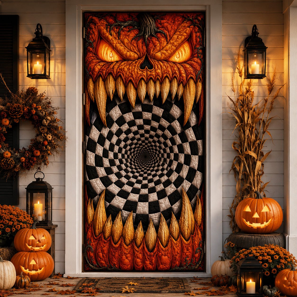 Infernal Vortex Quilted Door Cover printed quilted door curtain
