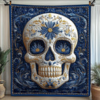 Intricate Floral Skull Quilted Blanket printed blanket