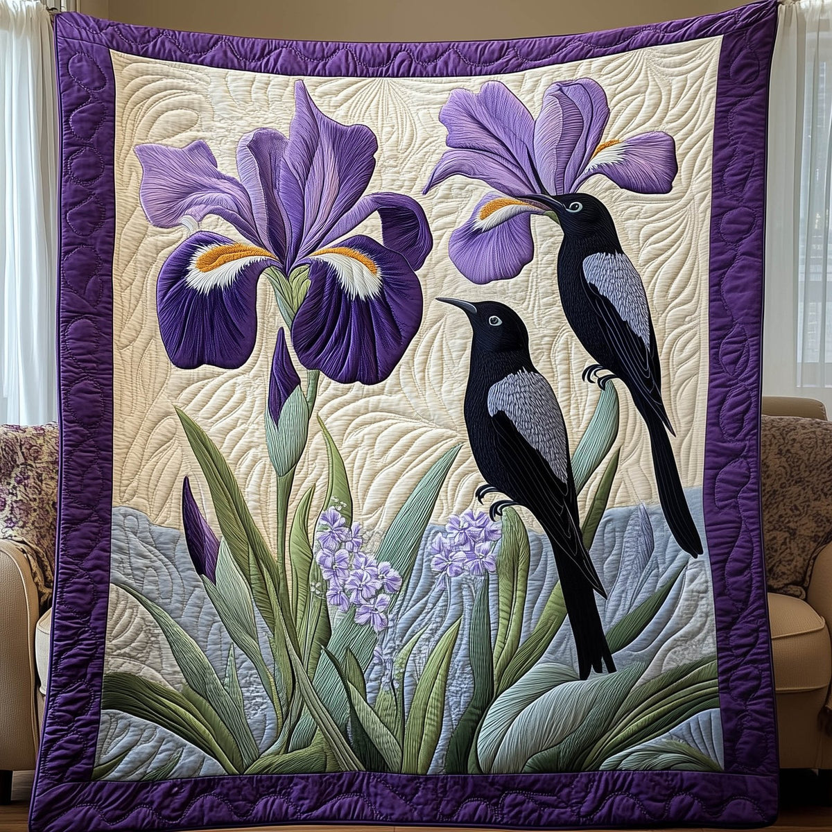 Iris Petal Quilted Blanket printed blanket