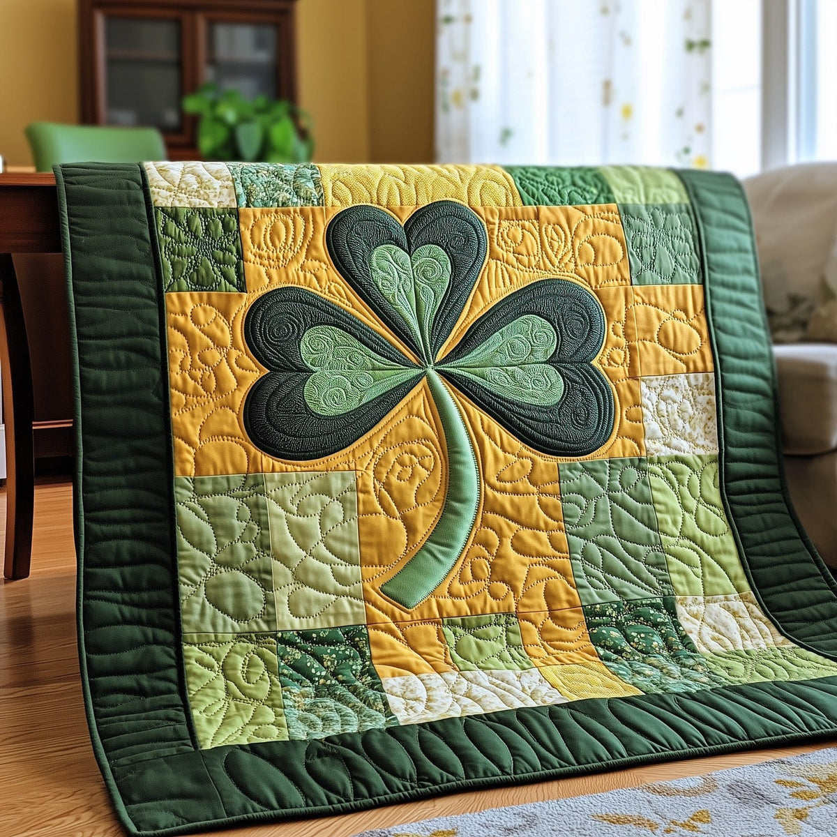 Irish Shamrock Quilted Blanket printed blanket