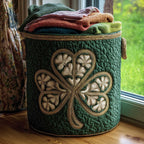 Irish Shamrock Quilted Laundry Hamper printed laundry hamper