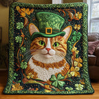 Irish Tabby Cat Quilted Blanket printed blanket