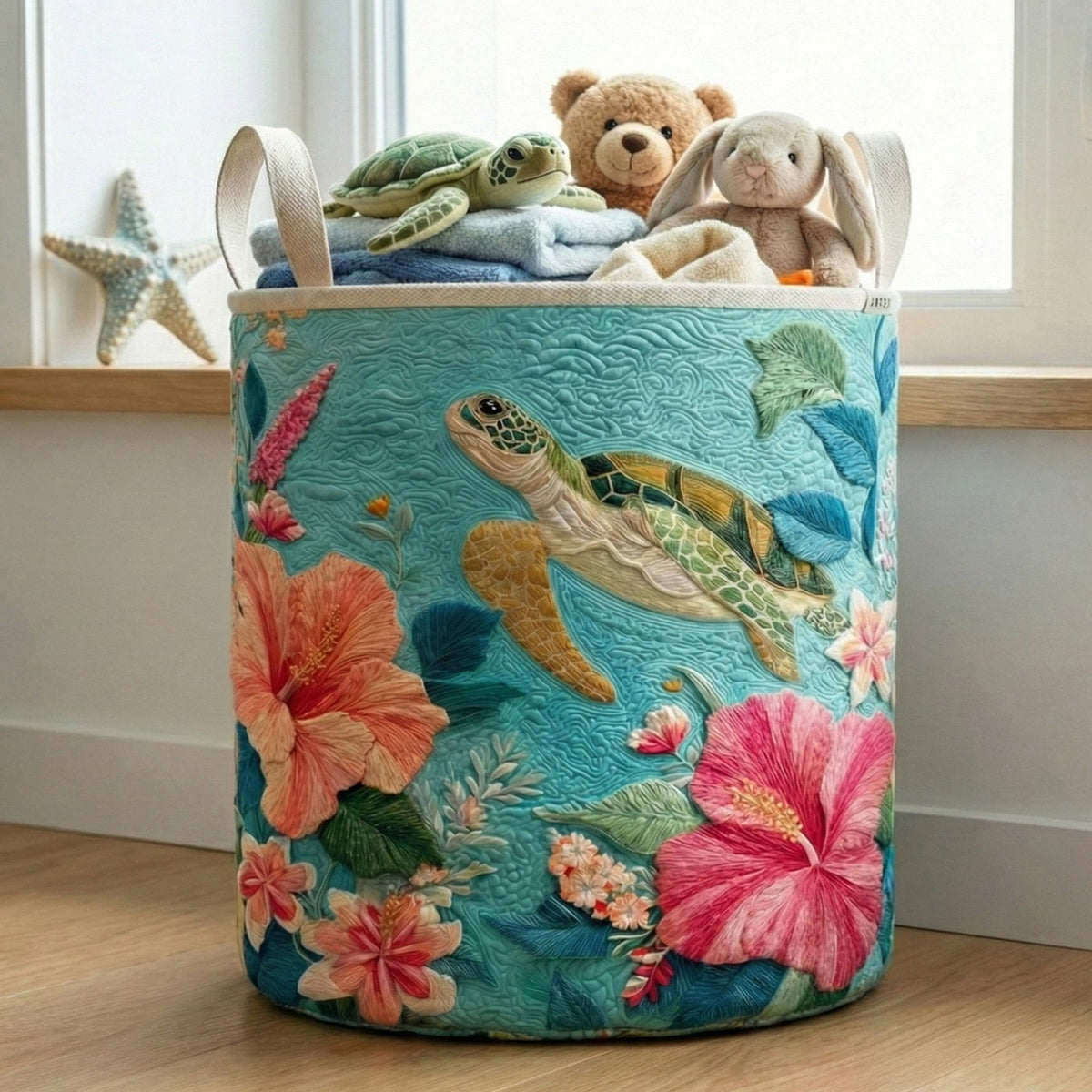 Island Breeze Haven Quilted Laundry Hamper printed laundry hamper