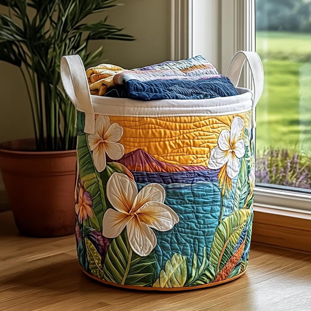Island Retreat Quilted Laundry Hamper printed laundry hamper