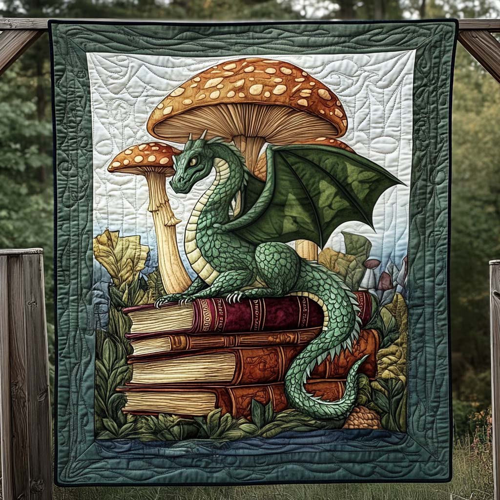 Jade Serpent Quilted Blanket printed blanket