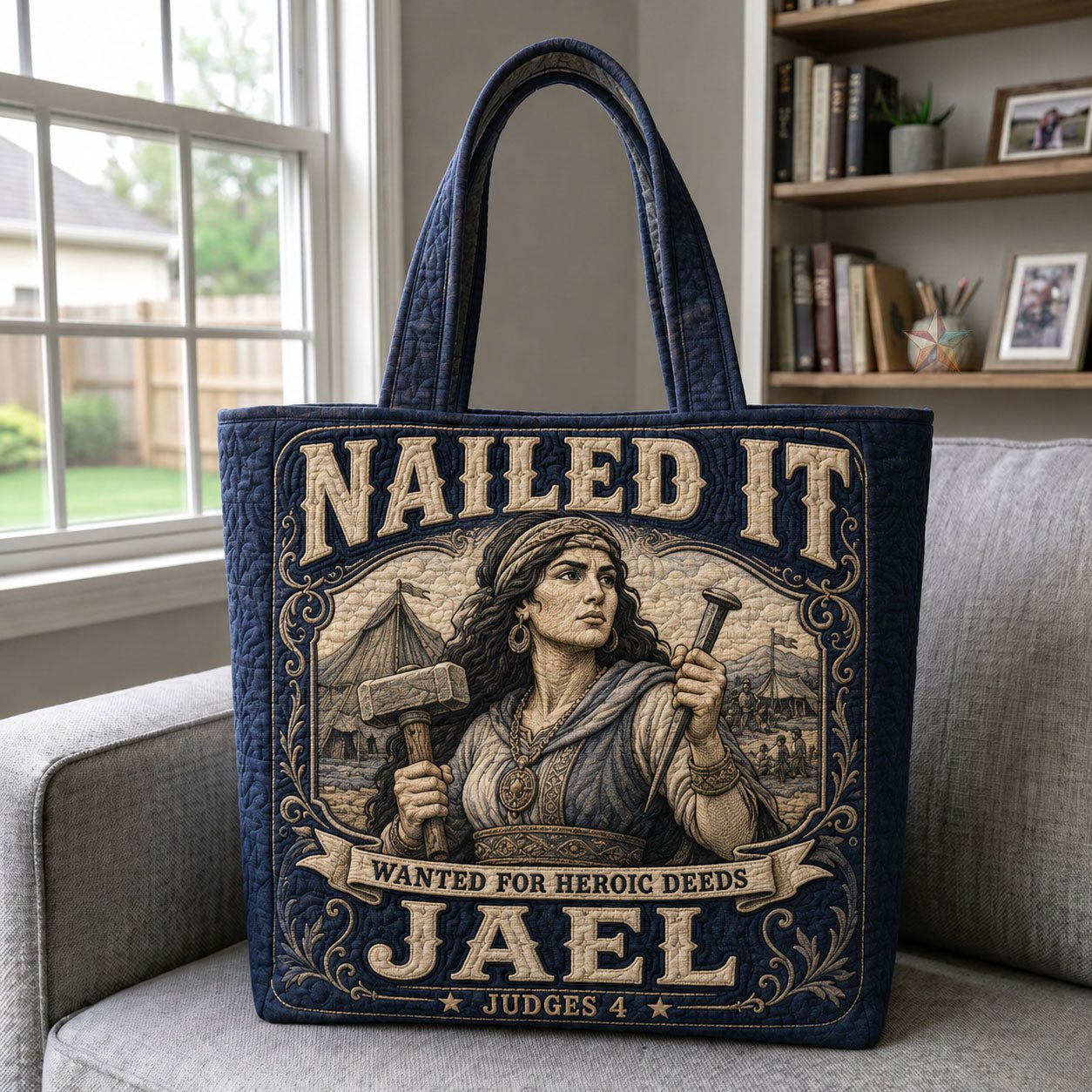 Jael Courage Judges 4 Quilted Tote Bag printed quilted tote bag