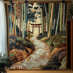 Japanese Bamboo Path Quilted Blanket printed blanket