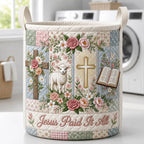 Jesus Paid It For All Quilted Laundry Hamper printed laundry hamper
