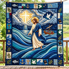 Jesus Walking On Waves printed blanket