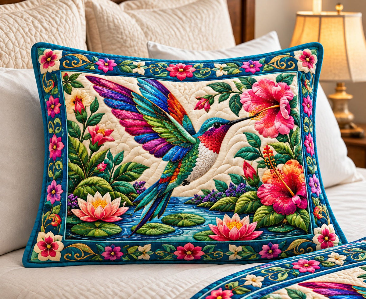 Jeweled Hummingbird Water Garden Bedding Cushion Cover printed cushion cover