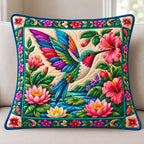 Jeweled Hummingbird Water Garden Quilted Cushion Cover printed cushion cover