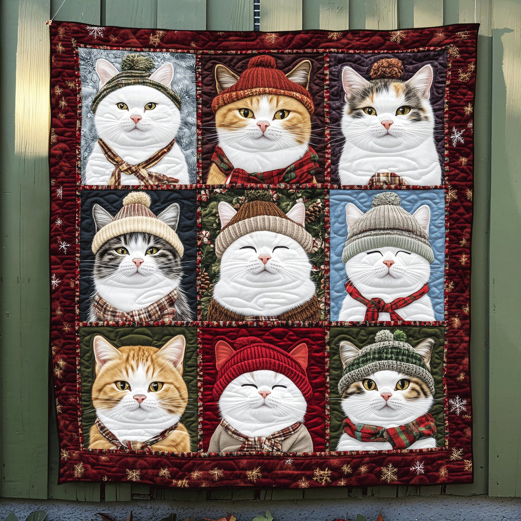 Jolly Catmas Quilted Blanket printed blanket