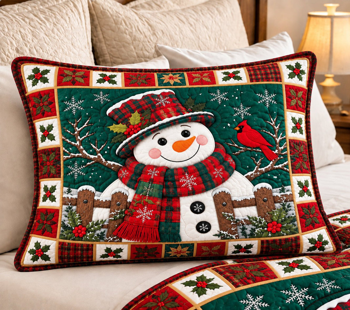Jolly Snowman Cardinal Bedding Cushion Cover printed cushion cover
