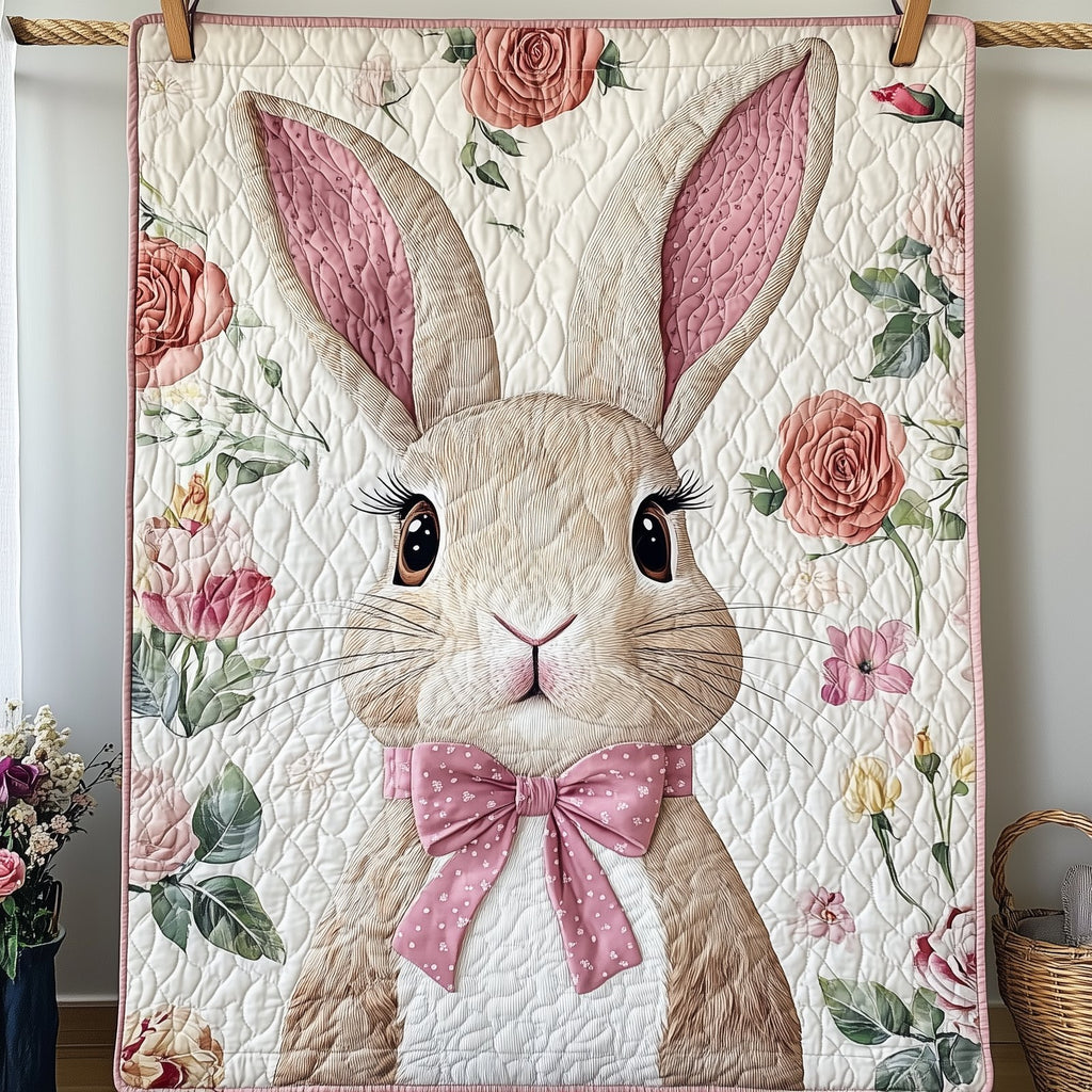 Joyful Rabbit Quilted Blanket printed blanket